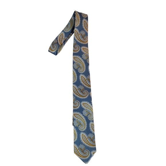 Bruno Piattelli Roma Regal Blue/Gold Paisley Men's Tie - Picture 9 of 14